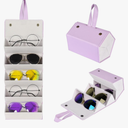 MEGREZ 5 Slots Sunglasses Organizer Box, PU Leather Foldable Woman Eyeglass Case Sunglasses Case Organizer for Travel