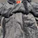 Hellomamma Mens Long Plush Robe: Fleece Bathrobe with Pocket Big and Tall Full Length Man House Coat for Winter Home XL, Gray