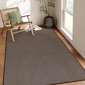 Lahome Farmhouse Black Rug for Living Room, 5x8 Washable Area Rug for Dining Room Office, Neutral Large Non Slip Non Shedding Floor Carpet for Bedroom Entry