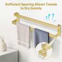 Double Towel Bar,Towel Rack for Bathroom Stainless Steel Wall-Mounted Bathroom Hardware Brushed Gold 24 Inch Bathroom Accessories