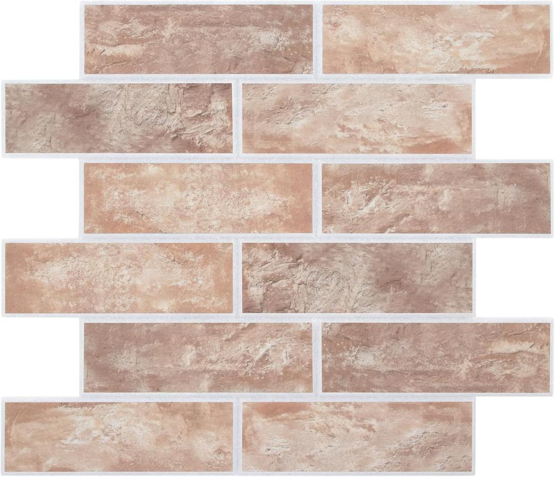 8-Pack 3D Faux Brick Acoustic Wall Panels, 11.8" x 11.8" PET High Density Soundproof & Noise Cancelling Felt Tile with 48 Adhesive Tabs, Sound Absorbing Panels for Home Office, Rustic