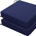 Favoyard Patio Chair Cushions 19 x 19 x 3 Inch Waterproof Outdoor Seat Cushions for Patio Furniture 3-Year Color Fastness Garden Sofa Couch Pads with Handle & Adjustable Straps Set of 2, Blue