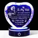 ROKY&Chao Laser Engraved to My Wife Crystal Heart Gift with Color-Changing LED Base - Anniversary Birthday Present for Wife, 6 Light Modes, USB & Battery Powered Keepsake