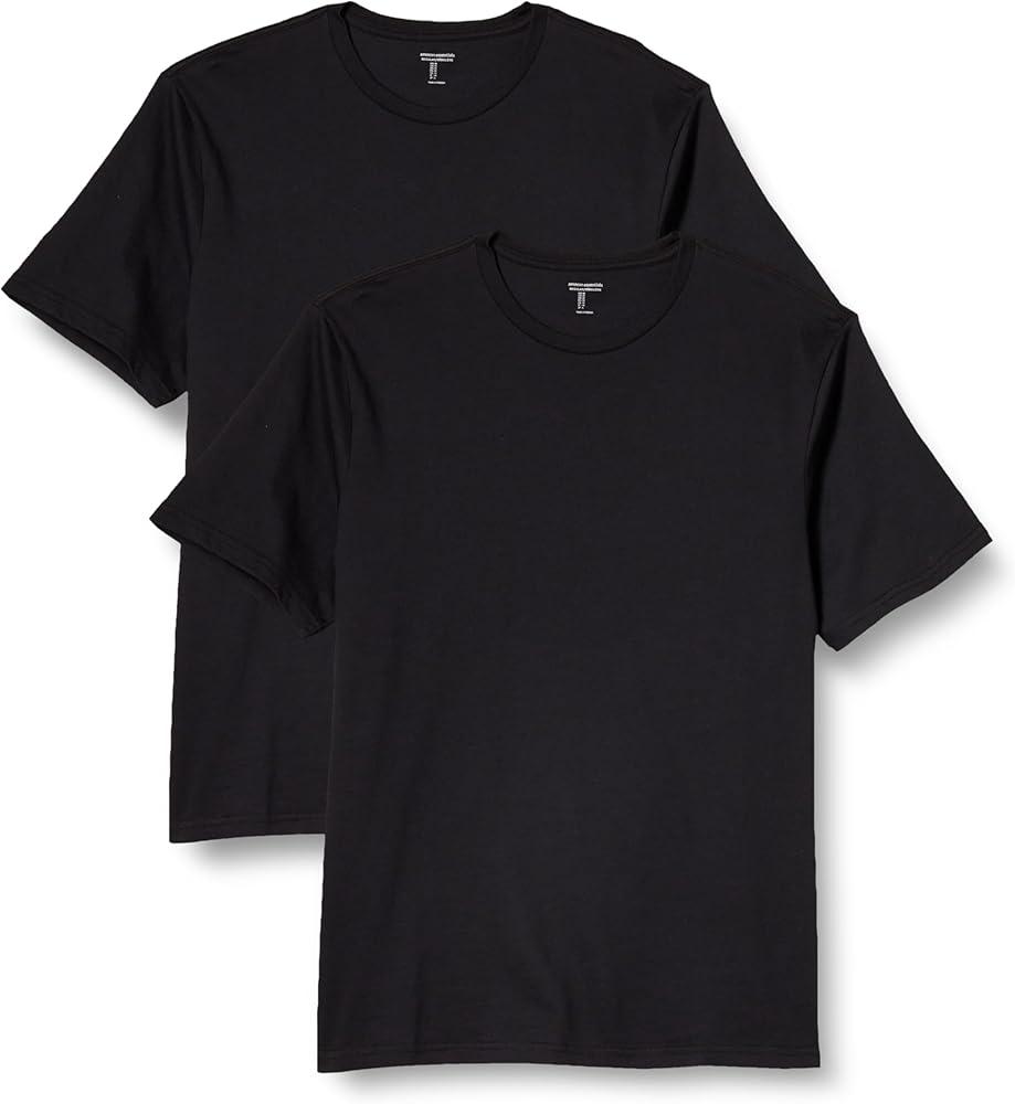 Essentials Men's Short-Sleeve Crewneck T-Shirt, Pack of 2, Black, Large
