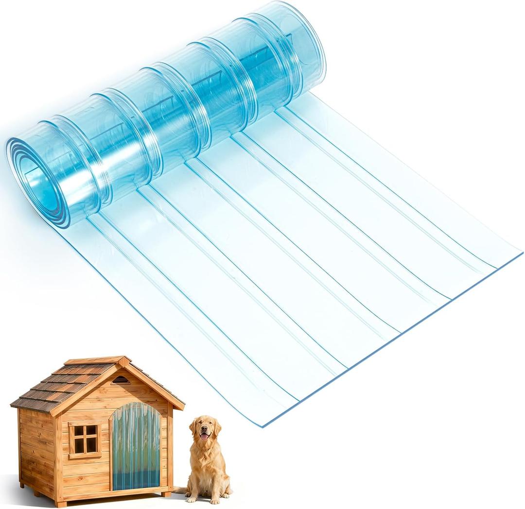 13.7 in x 4.9 ft Dog Door Replacement Flaps, Transparent Vinyl Strips for DIY Doghouse or Cat Door, Weather Resistant, Easy to Cut & Install