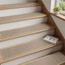 PADOOR Stair-Treads Non Slip 15PCS, Stair Treads for Wooden Steps Rubber Backing Indoor, Stair Carpet Residue Free, Stair Runner Durable Stair Rug for Kids and Dogs 8"x30" Beige