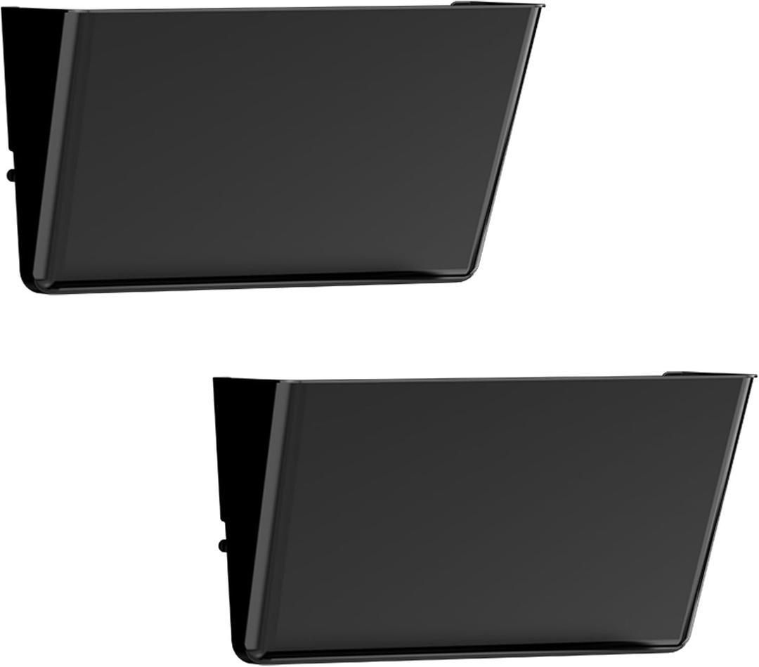 Gawerk Clear Acrylic Single Pocket, Plastic Hanging Wall Mount File Holder for Office Home (Black, 2 Pack)