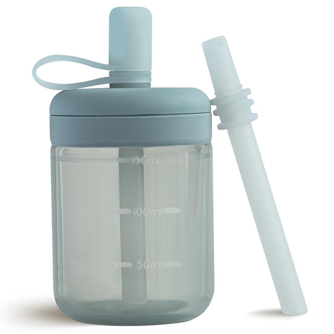 Moonkie Baby Straw Cup | Silicone Toddler Sippy Training Cup With Straw Lid | BPA-Free Drop-Proof Cup | Baby Led Weaning | 6 Months+, 5 oz, 1 Pack