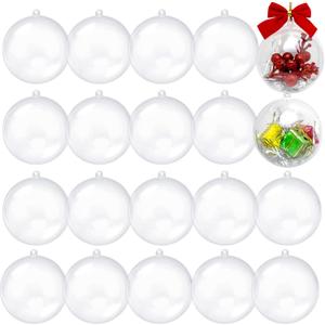 20 Pcs Clear Christmas Ornaments Plastic Fillable Christmas Ball Ornaments DIY Crafts for Christmas, New Year, Holiday, Wedding and Home Decor (8cm)