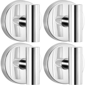 Heavy Duty Reusable Suction Cup Hooks for Shower - No Drill Bathroom/Glass/Mirror/Tiles & Metal Surfaces,and Smooth Non-Porous Surfaces for Towels, Robes, Loofahs (4, Chrome Polished)