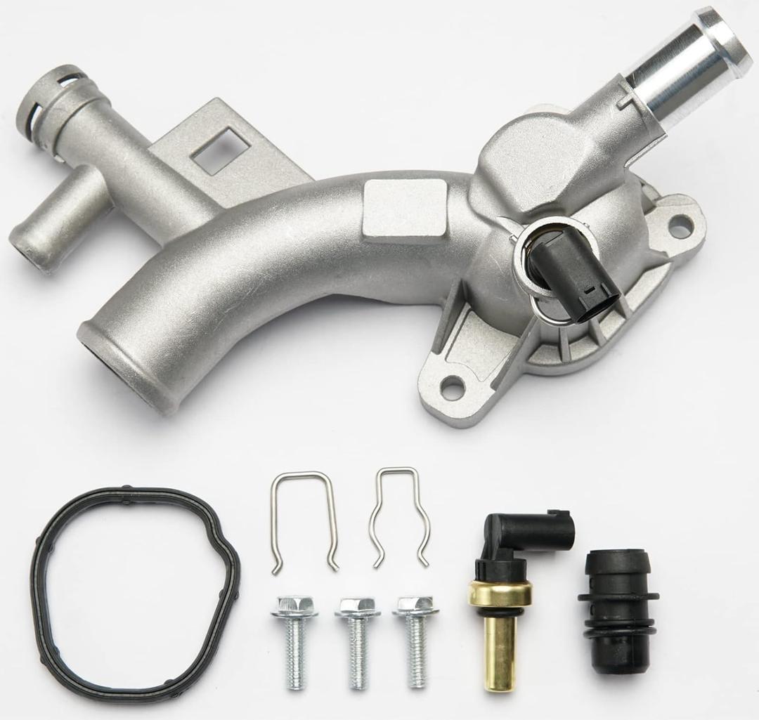 Aluminum Engine Coolant Thermostat Housing Water Outlet Compatible with 2011-2016 Chevy Cruze, 2012-2020 Chey Sonic, 2015-2020 Chevy Trax, 2013-2021 Buick Encore 1.4L Replaces 25193922, 902-846