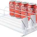 Drink Organizer for Fridge-White Automatic Pusher Glide,12oz 16oz 20oz-Soda Dispenser for Fridge-Holds up to 15 Cans (38CM)