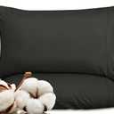ROYALE LINENS 300 Thread Count 100% Long Staple Combed Cotton Pillowcases Set Of 2 - Ultra Soft - Standard Bed Pillow Cover - 20"x26" - Breathable, Cool & Crisp Percale Black Pillow Cases (Std, Black)