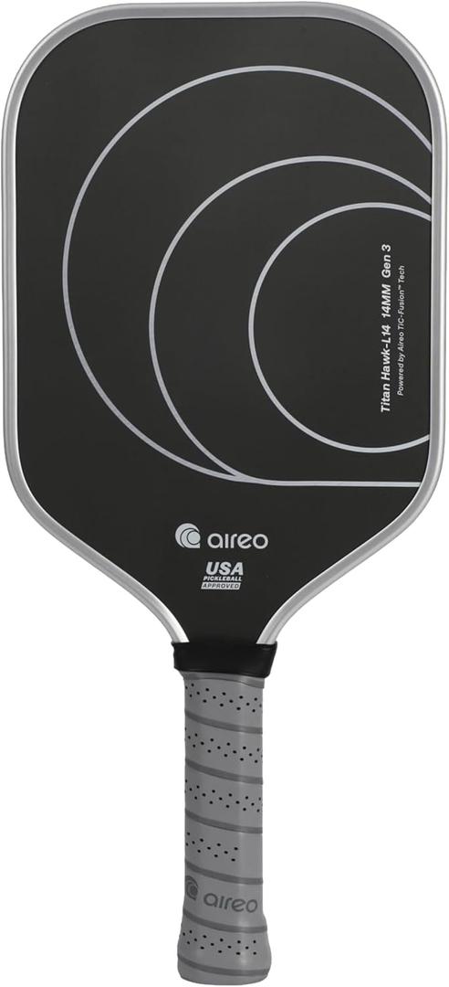 AIREO Titan Hawk Gen-3 Pickleball Paddle, Real Titanium + T700 Carbon Fiber Pickleball Racket, 14MM/16MM Polypropylene Core, Full-Face Sweet Spot, USAPA Approved Pickle Ball Paddle, Titan Hawk L14 Gen 3-14mm Thick