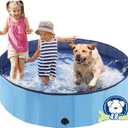 Foldable Dog Pool, Portable Pet Bath Tub and Kiddie Swimming Pool, Collapsible Bathtub for Puppies, Small, Medium and Large Dogs, Cats and Kids, 48 x 12 in, Blue
