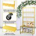 Champagne Wall Holder for Party, Champagne Tower Stand with Storage Shelf and Swivel Casters, 4-Tier Metal Champagne Flutes Display Stand Hold 40 Glasses, Suitable for Wedding, Christmas, 67 inches x 32 inches x 14 inches