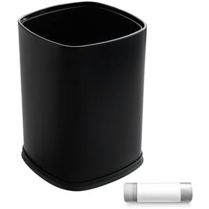 EmoH Small Bathroom Trash Can 2.1 Gallon /8-Liter Wastebasket, Modern Matte Black Stainless Steel Garbage Bin for Bedroom, Home Office, Toilet, RV, Under Sink, Near Desk