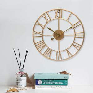 Large Wall Clock 19 Inch Gold Roman Numerals Metal Clock Battery Operated Silent Non-Ticking Decor Clock Modern Round Oversize Wall Clocks for Home, Hotel, Office, Bedroom (Gold, 19inch) Large Wall Clock 19 Inch Gold Roman Numerals Metal Clock Battery Operated Silent Non-Ticking Decor Clock Modern Round Oversize Wall Clocks for Home, Hotel, Office, Bedroom (Gold, 19inch)