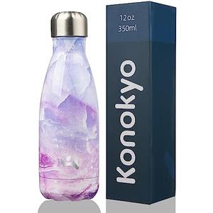 Konokyo Insulated Water Bottles,12 oz Double Wall Stainless Steel Vacumm Metal Flask for Sports Travel,Marble Dawn