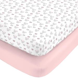 NoJo Disney Minnie Mouse Hearts Girl Standard 2-Pack Fitted Crib Mattress Sheets