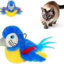 Vannon Cat Toys Flapping Bird(Cannot Fly), Rechargeable Touch Activated Kitten Toy Interactive Cat Exercise Toys with Catnip and Feather for Indoor Cat - Bule
