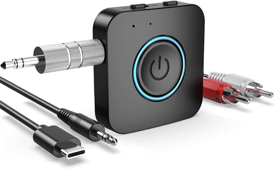 Bluetooth Transmitter Receiver, LAICOMEIN V5.0 2 in 1 Wireless Adapter, Portable Wireless Transmitter for TV, PC, AIrplirplane, Bluetooth Receiver for Speakers, Car and Home Stereo