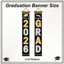 4 x 2026 Graduation Decorations Black Gold Congrats Grad Porch Banner Graduation Door Banner Class of 2026 GRAD Graduation Banner Sign for 2026 Graduation Party Decorations