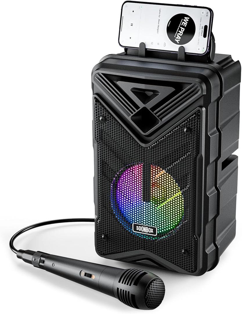 Portable Bluetooth Speaker with RGB Multicolor Rhythm Light, Portable Bluetooth Speaker with Microphone, Support USB/TF/FM/AUX/TWS, Suitable for Home Party