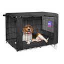 HiCaptain Black Dog Crate Cover for 30 Inches Wire Crates, Heavy-Duty Polyester Indoor Dog Kennel Cover Universal Fit for 1 2 Doors Standard Metal Cage (Black)