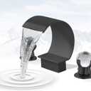 Bathroom Sink Faucet 3 Hole Widespread Waterfall Bathroom Faucets with Crystals Handles Basin Mixer Tap 8-Inch High Arc Vanity Faucet with Supply Hose, Matte Black