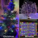 YEGUO 4 Pack Multicolor Solar Fairy Lights, Each 33ft 100 LED Christmas Lights Outdoor Waterproof, 8 Modes Sliver Wire Solar String Lights