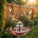 2026 New Solar Bird Bath Fountain, Large Hanging Cascade Water Bowl with Solar Pump, Outdoor Fountain for Hummingbirds, Garden, Patio & Backyard Decor (Purple)