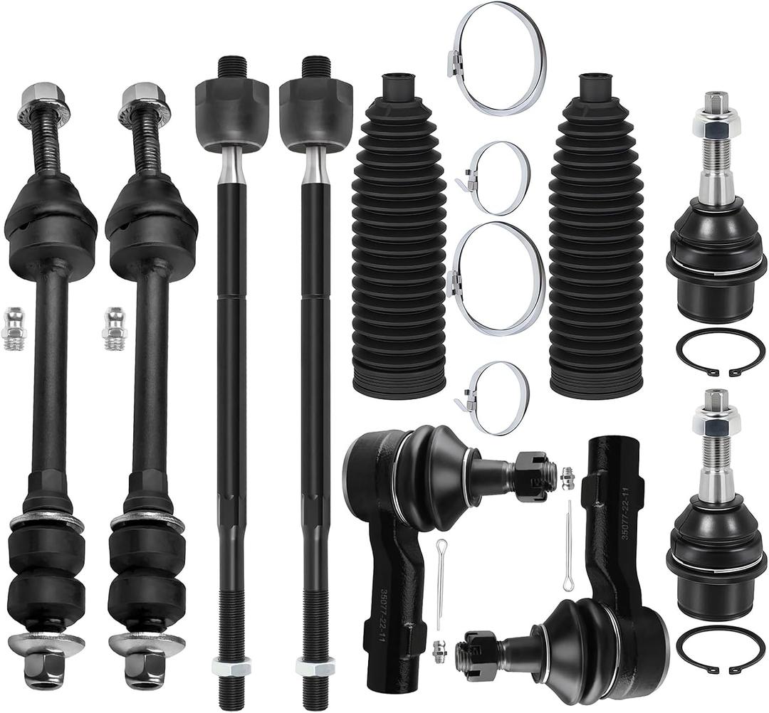 Front Inner Outer Tie Rod End w/Steering Boot fit 2013-2018 for Ram 1500 2019 for Ram 1500 Classic, Suspension Kit with Lower Ball Joint Sway Bar Link - 10pc Set