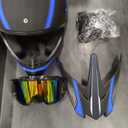 Youth Dirt Bike Helmet Set Includes Gloves, Goggles, Mask, Ideal Helmet for Kids 8-14, Premium Safety Gear for Dirt Bike Helmets Enthusiasts - DOT Approved (Dark Blue,S)