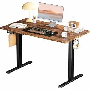 Smug Electric Standing Desk Height Adjustable, 40x24 Inch Sit Stand up Home Office Desk Ergonomic Rising Computer Workstation, Rustic Brown