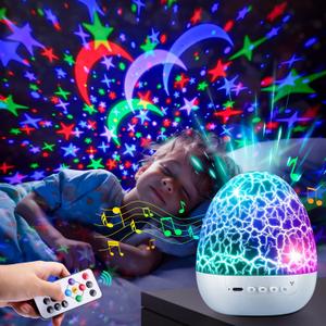 PIKOY Nursery Night Light with Sounds Star Projector Christmas Gifts for Grandkids | 15 Sounds Baby Christmas Gifts | 6 HD Films Boy Toys for Age 3~8 | Remote Control Boy Gifts for Age 3~8