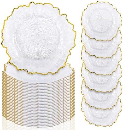 Amazon.com | 50 Pcs Clear Charger Plates Bulk, 13" Reef Acrylic Plate Chargers for Dinner, Plastic Floral Decorative Plates for Table Setting, Wedding, Party, Event, Decoration: Charger Plates