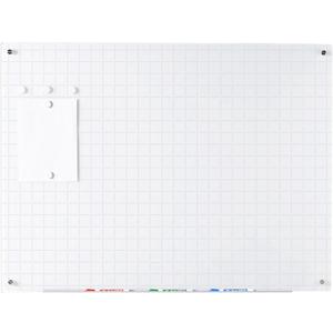 Audio-Visual Direct Magnetic Ultra White Grid Line Glass Dry-Erase Board Set - 4' x 3' - Includes Magnets, Hardware & Marker Tray