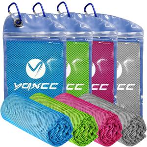 YQXCC Cooling Towels | 4 Pack 40"x12" | Cool for Neck | Microfiber Soft Breathable Chilly | for Sports, Yoga, Golf, Gym, Camping, Running, Workout & More Activities (Light Gray, Light Blue, Green, Rose Red)