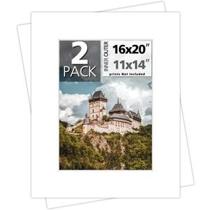 Mat Board Center, Pack of 2, 16x20 for 11x14 White Color Mats
