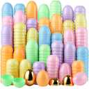 JOYIN 100PCS 3.15" Pastel Easter Eggs + 2 Golden Eggs, Empty Easter Eggs Fillable, Colorful Plastic Eggs Bulks for Easter Hunt, Party Favor, Basket Stuffers Filler, Classroom Prize Supplies