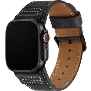 Wristitani Leather Bands Compatible with Apple Watch Strap 49mm 46mm 45mm 44mm 42mm 41mm 40mm for Men, Top Genuine Leather Replacement Straps for iWatch Ultra3/2/1 SE3/2/1 Series 11 10 9 8 7 6 5 4 3 (Black)