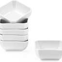 Yedio Square Dipping Bowls Set of 6, 6 Oz Small Porcelain Sauce Bowls for Side Dishes, Appetizers, Snacks, Baking & Dessert, White, Oven Safe