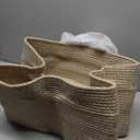 OIAHOMY 75L Large Woven Cotton Rope Storage Basket with Handle for Organizing Blanket and Toys for Living Room, Nursery, Brown Variegated 22x17x12