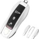 QBUC for Porsche Key Fob Cover,3-Piece Painted Key Shell Compatible with Porsche Cayenne Panamera Macan 911 Boxter Cayman (White)