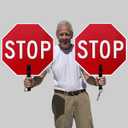 SmartSign Pack of 1, 18 x 18 inch Handheld STOP - STOP Paddle Sign with Handle, Double-Sided, Screen Printed, 120 mil Aluminum Composite, Red and White, Made in USA (18" Non-Reflective)