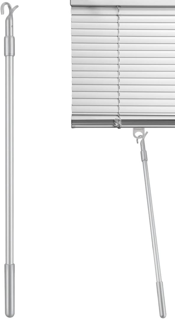 Plastic Blind Wands Hanger Retriever Pole with Hook- Adjustable 24-inch High Reach Closet Pole - Aluminium Alloy Extendable Garment Hook Reaching Stick Pole to Easily Reach Clothes