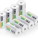 EBL Pack of 8 10000mAh Ni-MH D Cells Rechargeable Batteries, Battery Case Included
