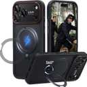 for iPhone 17 Pro Max Case: 360 Spin Magnetic Stand, Camera Protection (Compatible with MagSafe) [18FT Military Protection] Shockproof Matte Translucent Phone Cover for iPhone 17 Pro Max 6.9", Black