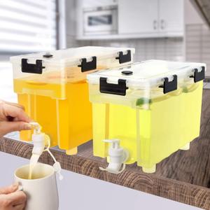 2.5 Gallon Drink Dispenser For Fridge,Beverage Dispenser With Spigot. Milk,Lemonade Dispenser,Juice Containers With Lids For Parties And Dairly Use,100% Sealed And Filter screen1+1.5Gallon